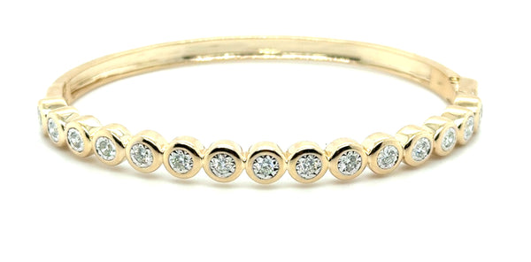 0.78 Ctw 14kt Yellow Gold ""Dotty"" Bangle Diamond Bracelet