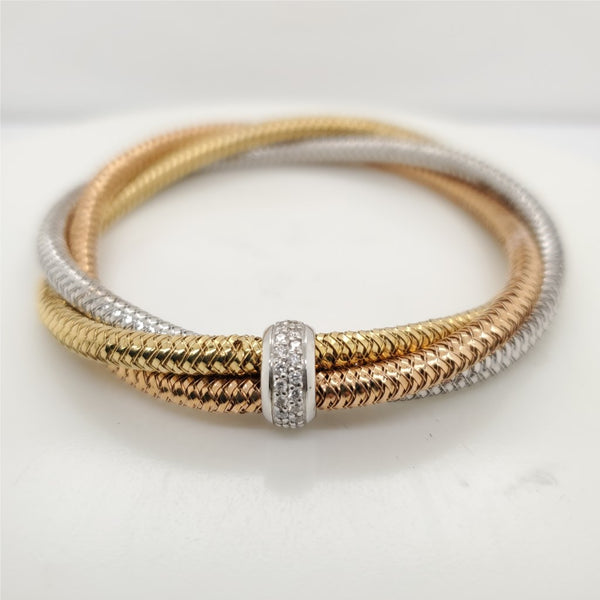 Roberto Coin 18Kt White Yellow and Rose Gold Diamond Bracelet.