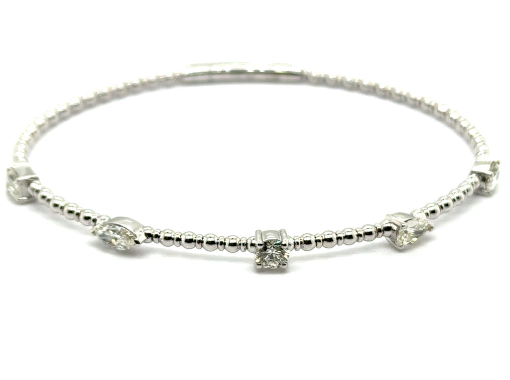 14kt White Gold 1.39Ctw Diamond Flexible Bangle Bracelet