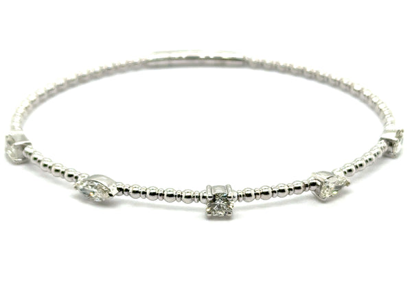 14kt White Gold 1.39Ctw Diamond Flexible Bangle Bracelet