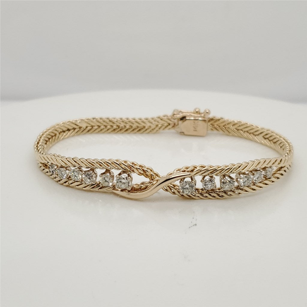 14kt Yellow Gold and Diamond Infinity Design Bracelet