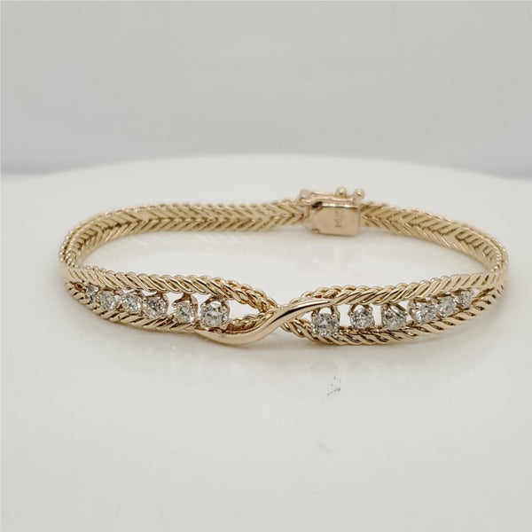 14kt Yellow Gold and Diamond Infinity Design Bracelet