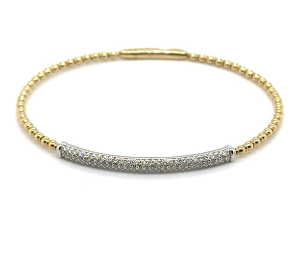 0.56 Ctw 14kt Two Tone Gold Flexible Diamond Bar Style Bangle Bracelet