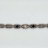 Art Deco 14kt White Gold Filigree Diamond and Sapphire Bracelet