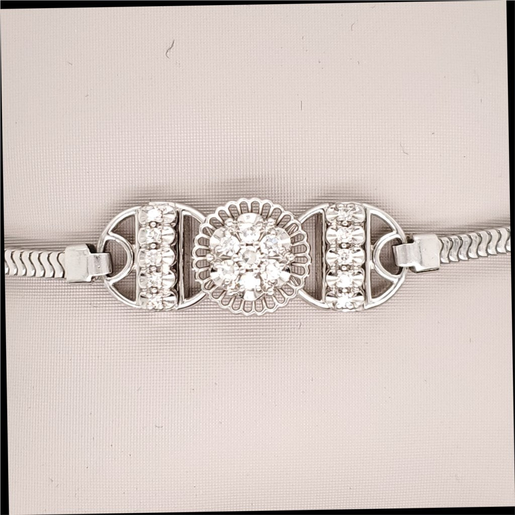 Jabel 18Kt White Gold and Diamond Add A Link Bracelet