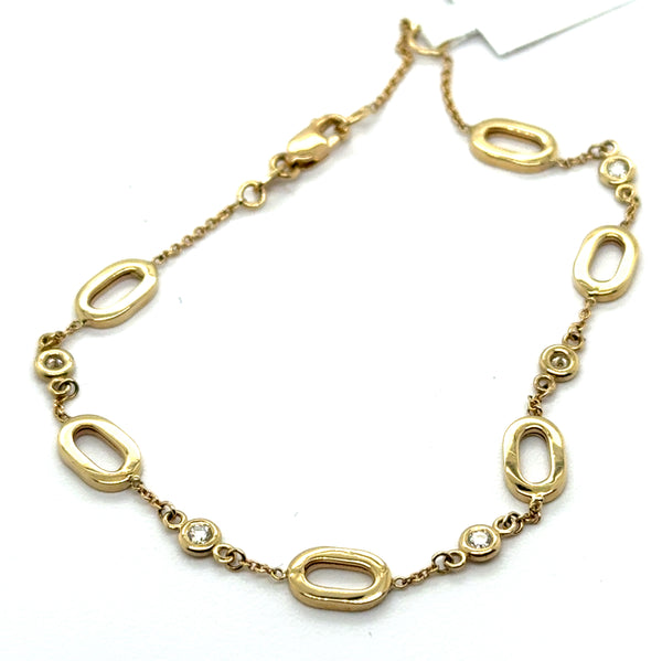 0.22 Ctw 14Kt Yellow Gold And Diamond Link Bracelet