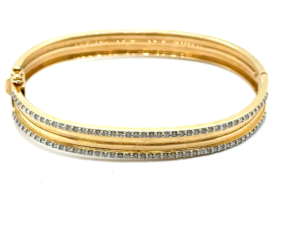 1.20 Ctw 14kt Yellow Gold Bangle Diamond Bracelet