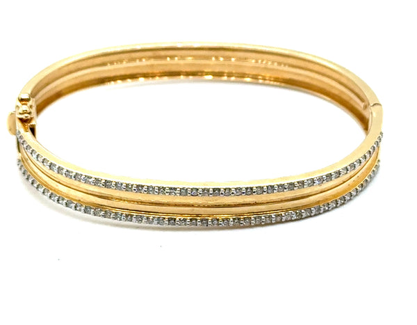 1.20 Ctw 14kt Yellow Gold Bangle Diamond Bracelet