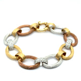 1.72 Ctw 14Kt Tri-Color Gold Oval Link Bracelet