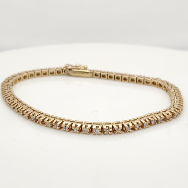 14Kt Yellow Gold And Diamond 1.00 Carat Tennis Bracelet