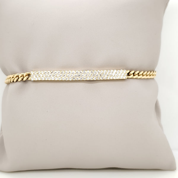 18kt Yellow Gold and Diamond Chain and Bar Bracelet