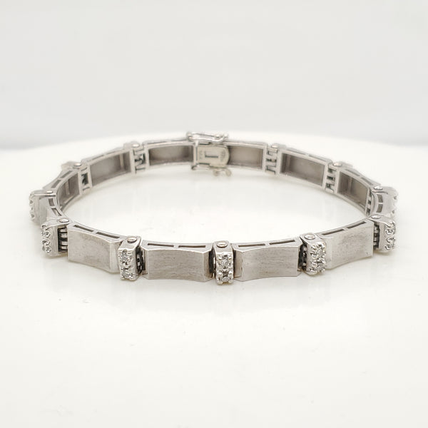 14kt White Gold and Diamond Link Bracelet