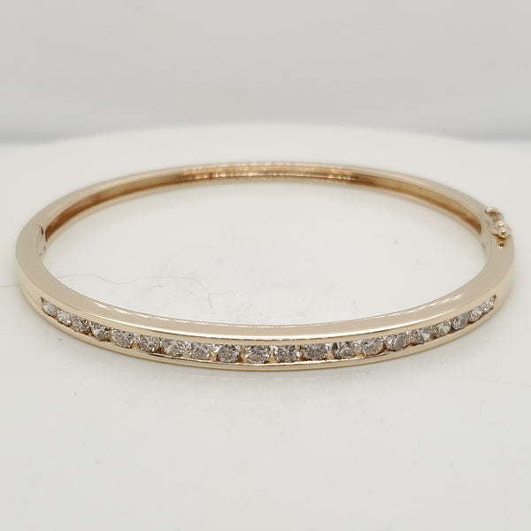 14Kt Yellow Gold and Diamond Bangle Bracelet