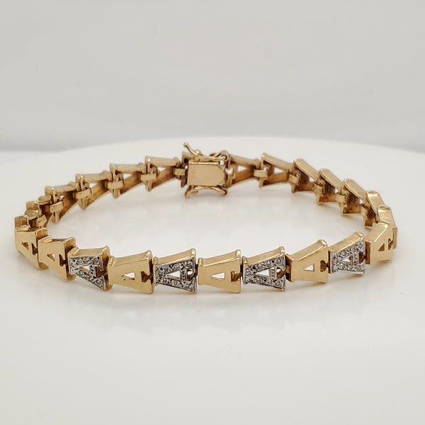14kt Yellow Gold and Diamond A Link Bracelet