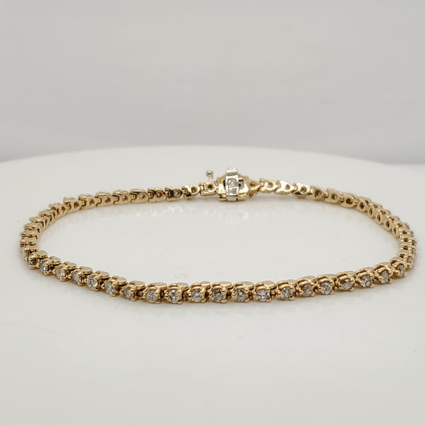 1.62 Carat Total Weight 14kt Yellow Gold and Diamond Tennis Bracelet