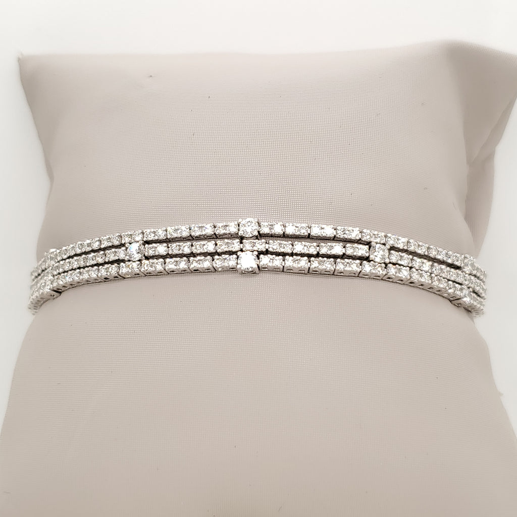 18kt White Gold Three Row Diamond Bracelet