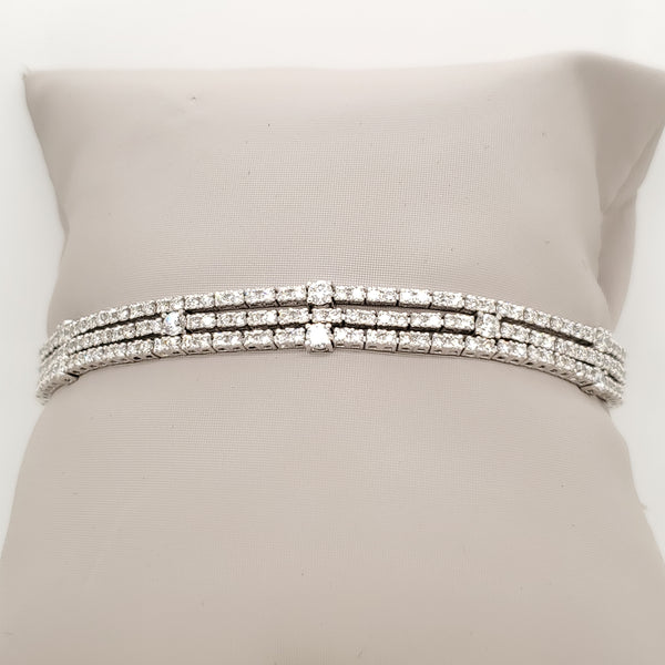 18kt White Gold Three Row Diamond Bracelet