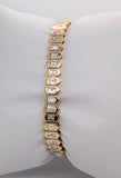 14K Yellow Gold Diamond Hexagonal Link Bracelet