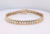 14K Yellow Gold Diamond Hexagonal Link Bracelet