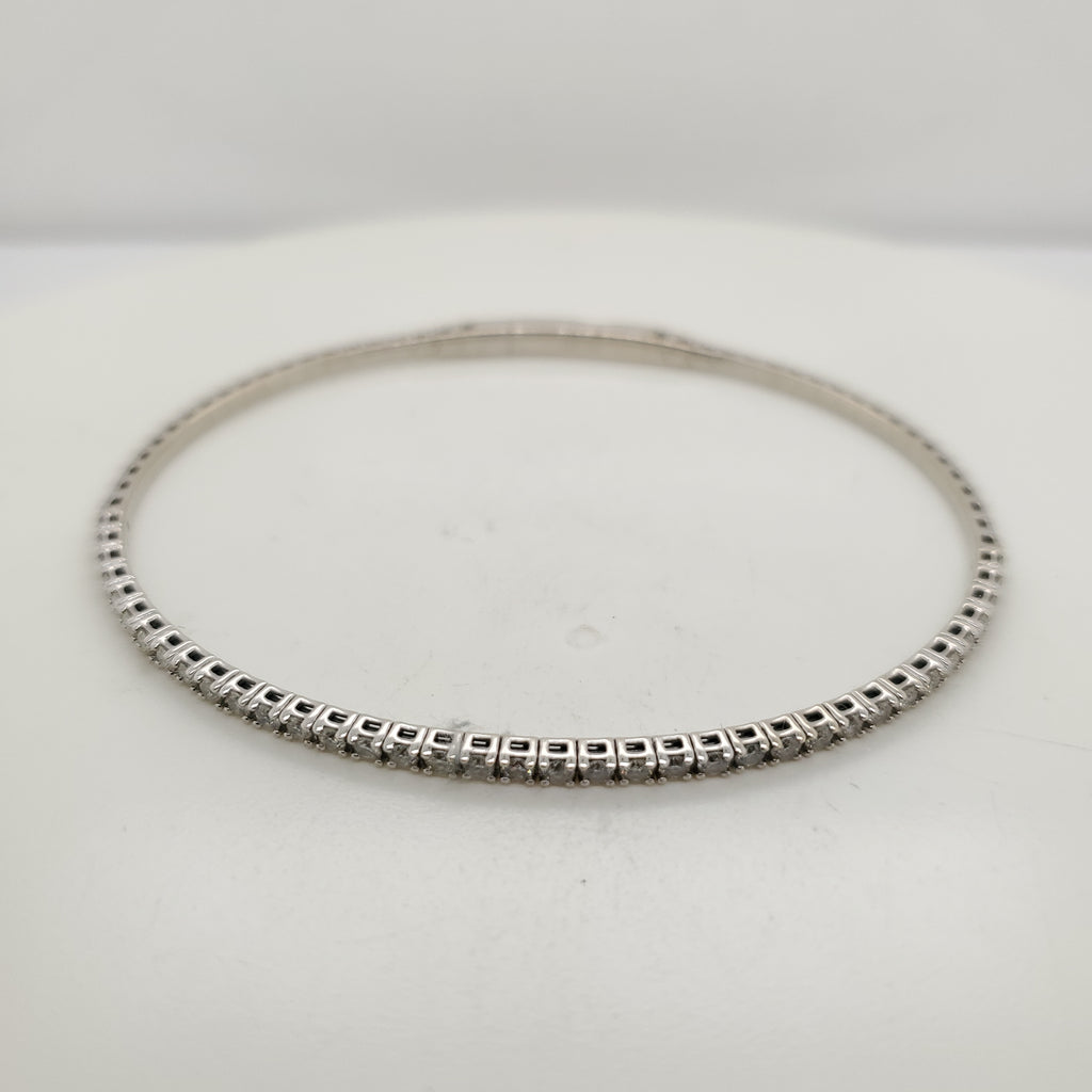 1.00 Ctw 14Kt White Gold Diamond Flexible Bangle Bracelet