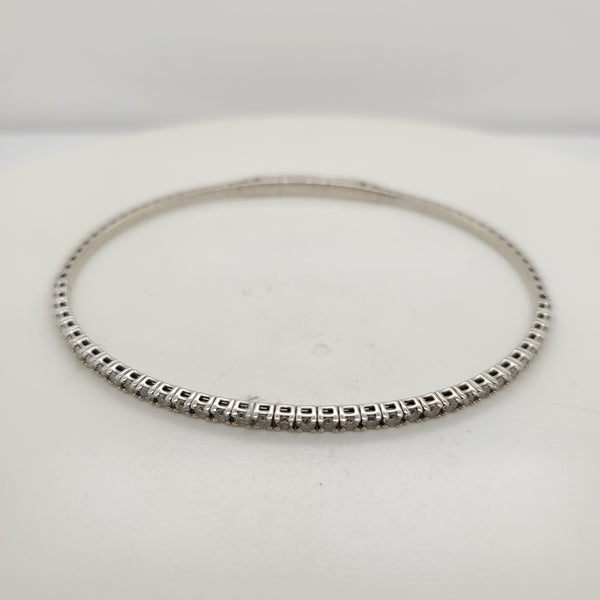1.00 Ctw 14Kt White Gold Diamond Flexible Bangle Bracelet