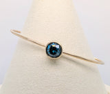 14K Yellow Gold 1.50ct Brilliant Round Cut Teal Blue Irradiated Diamond Solitaire Bangle