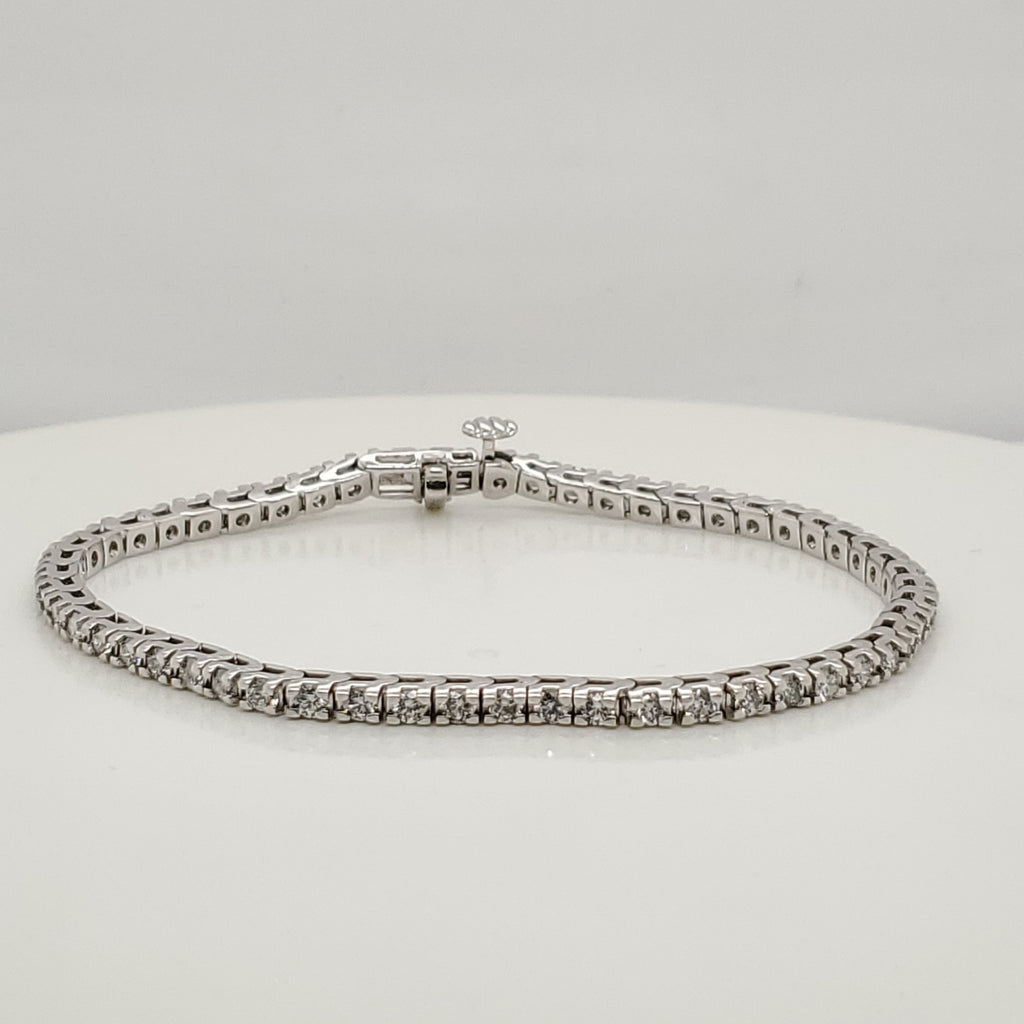 2.00 Carat Total Weight 14kt White Gold and Diamond Tennis Bracelet