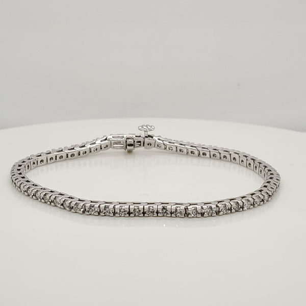 2.00 Carat Total Weight 14kt White Gold and Diamond Tennis Bracelet