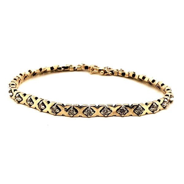 14kt Yellow Gold X and O Tennis bracelet