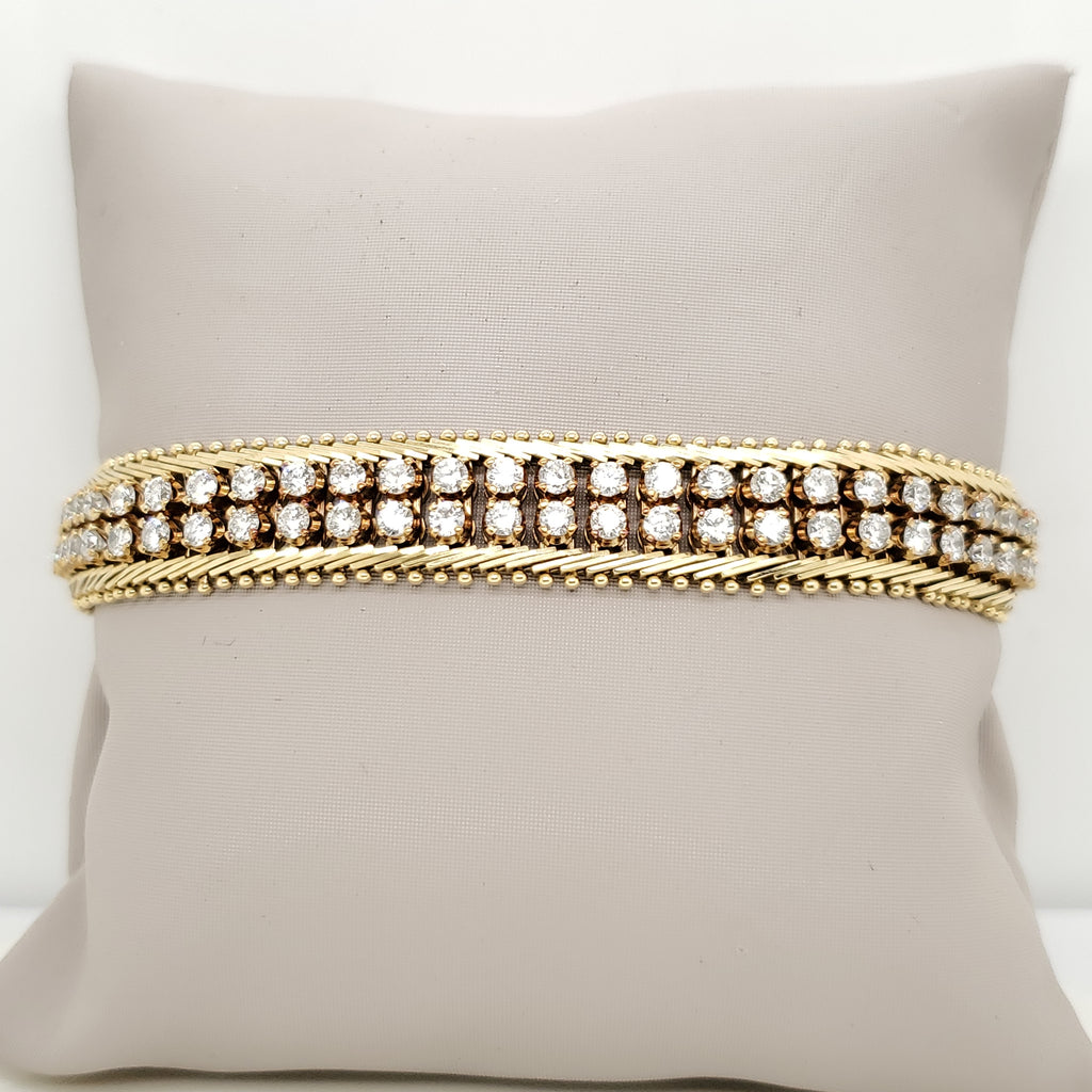 14kt Yellow Gold Double Row Diamond Bracelet