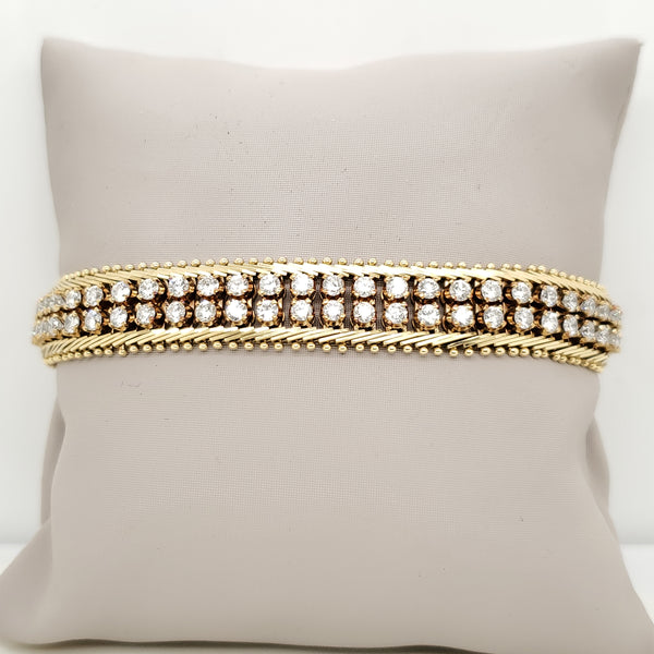 14kt Yellow Gold Double Row Diamond Bracelet