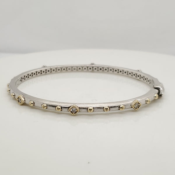Jude Frances Sterling Silver And 18Kt yellow Gold Diamond Bangle Bracelet