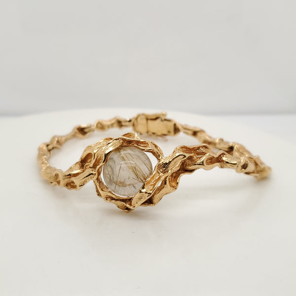 Vintage 18kt Yellow Gold andRutilated Quartz Bracelet