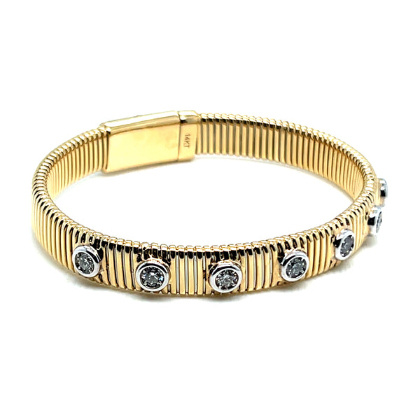 14kt Yellow And White Gold 1.04 Ctw Tubogas Bangle Bracelet
