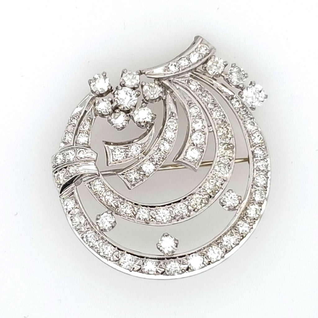 Art Deco Platinum And Diamond Circle Brooch