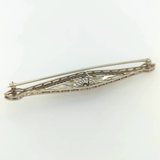 Art Deco 18kt white gold and diamond filigree bar pin