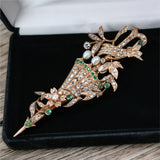 Antique mid Victorian rose gold diamond,emerald & pearl flower vase brooch