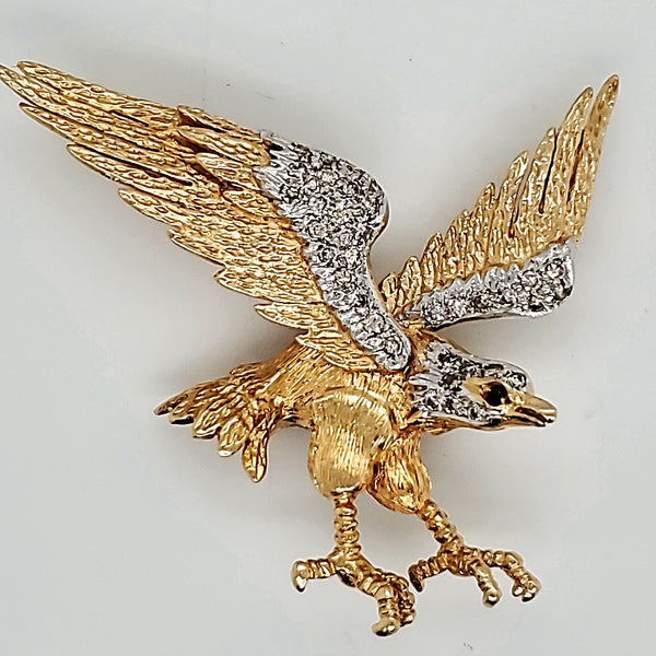 Vintage 14kt yellow Gold and Diamond Eagle Brooch/Pendant