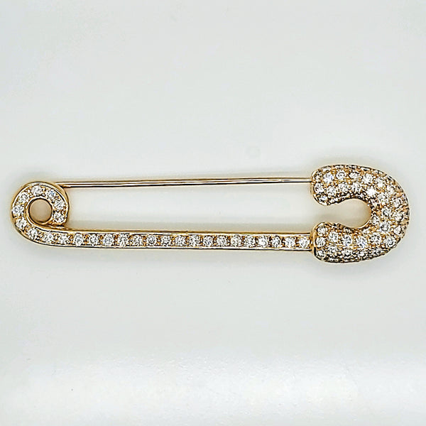 18kt Yellow Gold and Diamond Safety Pin Brooch