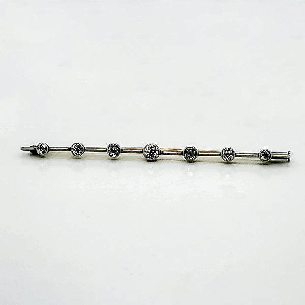 Antique French Platinum and Diamond Bar Pin