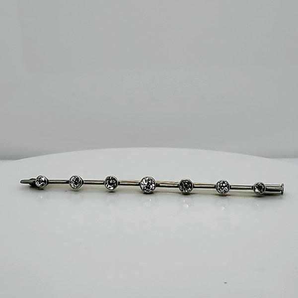 Antique French Platinum and Diamond Bar Pin