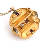 Antique Victorian 14kt Gold Diamond and Ruby Pendant/Brooch