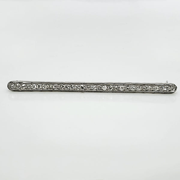 Art Deco Elongated Platinum and Diamond Bar Pin