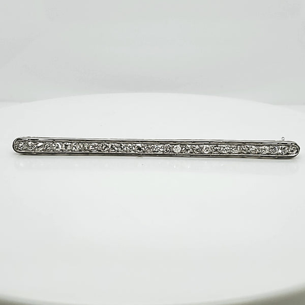 Art Deco Elongated Platinum and Diamond Bar Pin