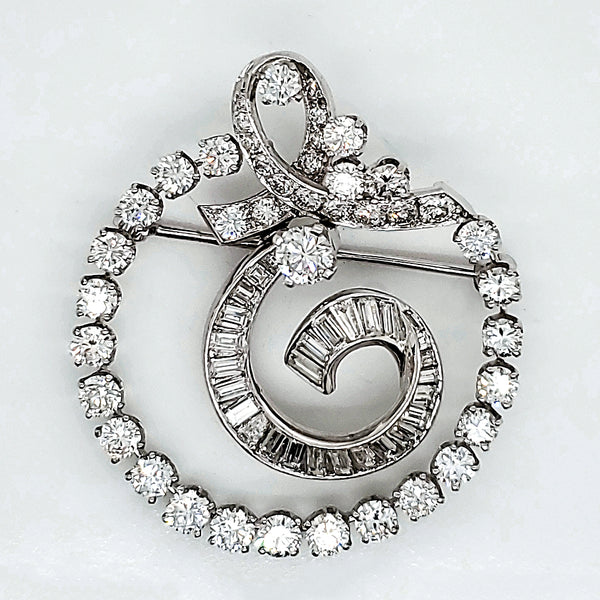 1950S Retro 18kt White Gold Diamond Circle Brooch