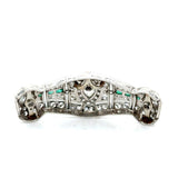 Art Deco Platinum Diamond and Emerald Filigree Brooch/Pendant