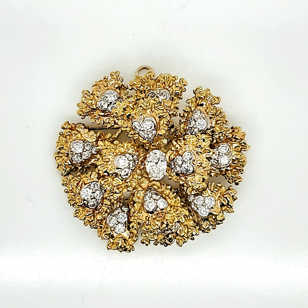 Vintage Hammerman Brothers 18kt Yellow Gold and Diamond Brooch