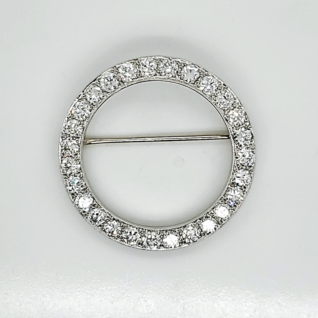 Art Deco Platinum and Diamond Circle Brooch
