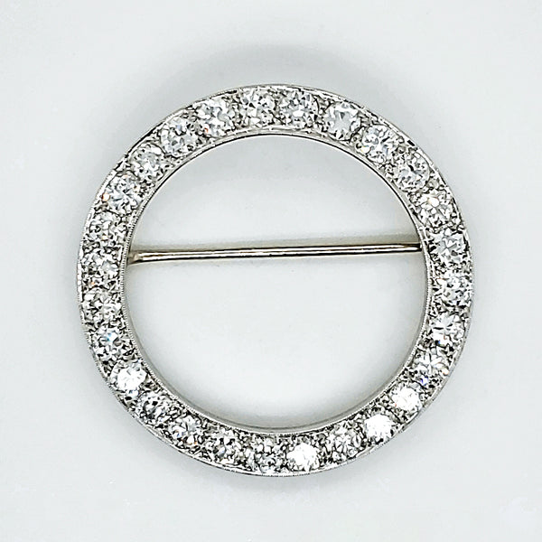 Art Deco Platinum and Diamond Circle Brooch