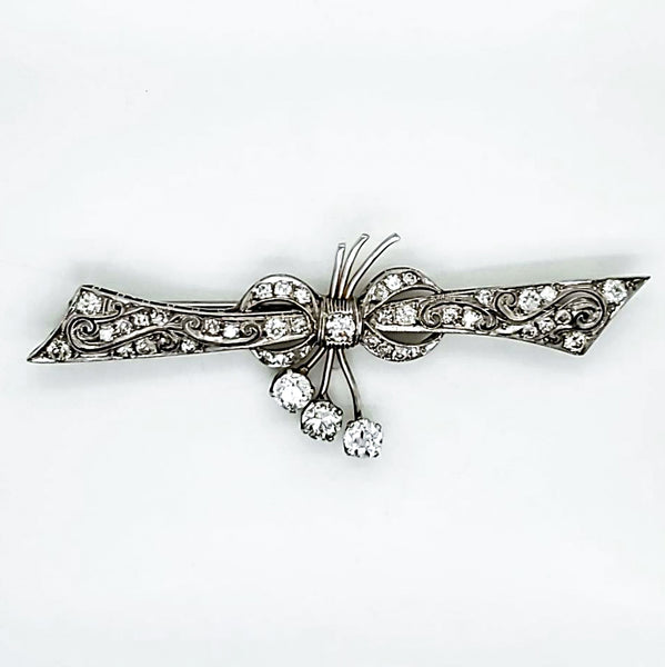 Art Deco Platinum Filigree Diamond Brooch